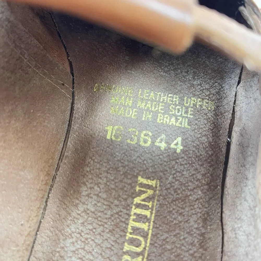 Giorgio Brutini Vintage Men's Size 12 D Brown Leather Fisherman Sandals Retro